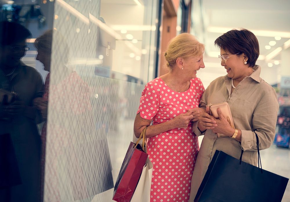 Senior Adult Women Shopping Bags Lifestyle