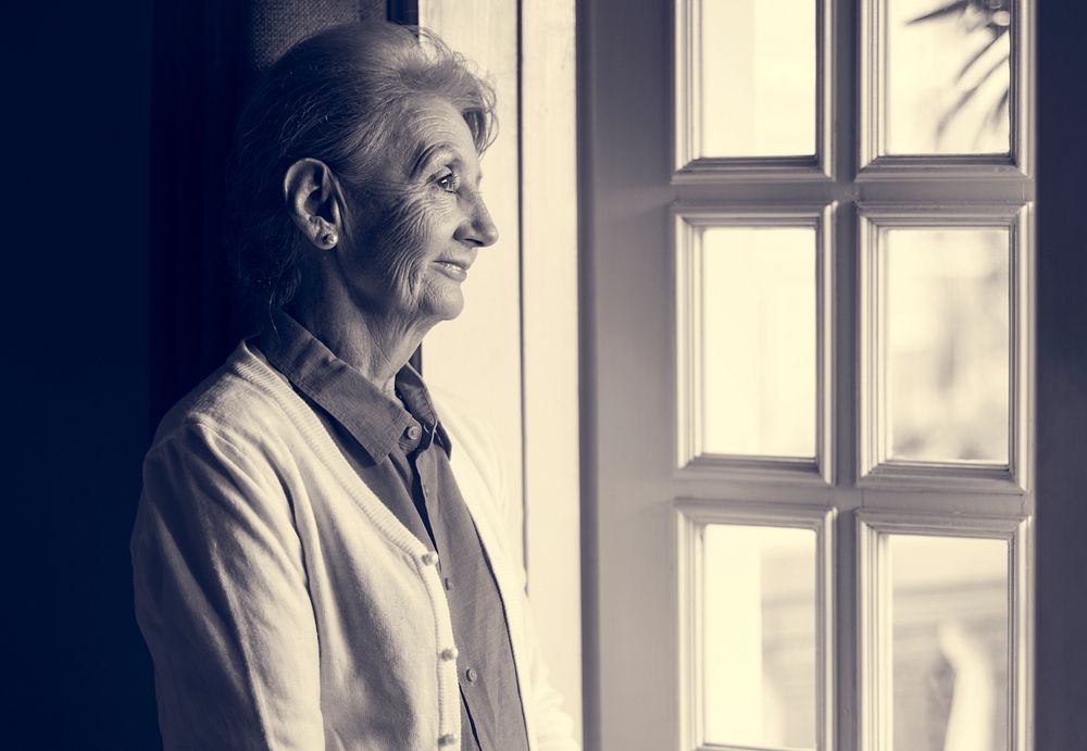 Senior Woman Thoughtful Alone Lifestlye