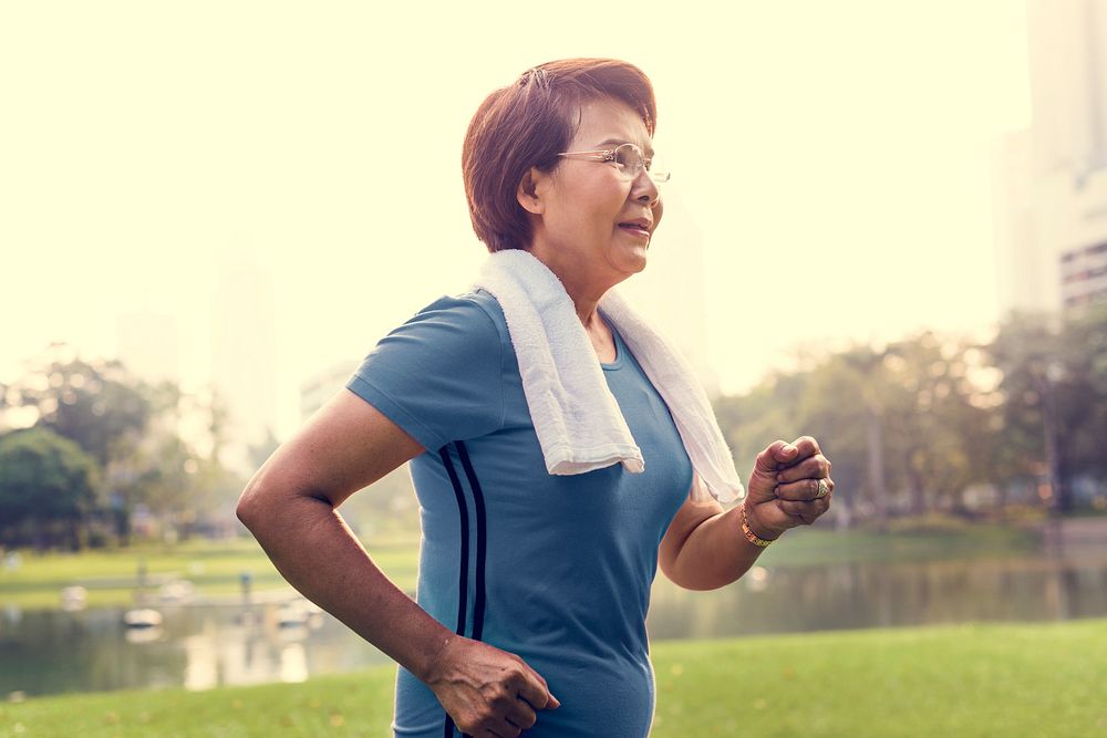 Senior Woman Run Exercise Strength