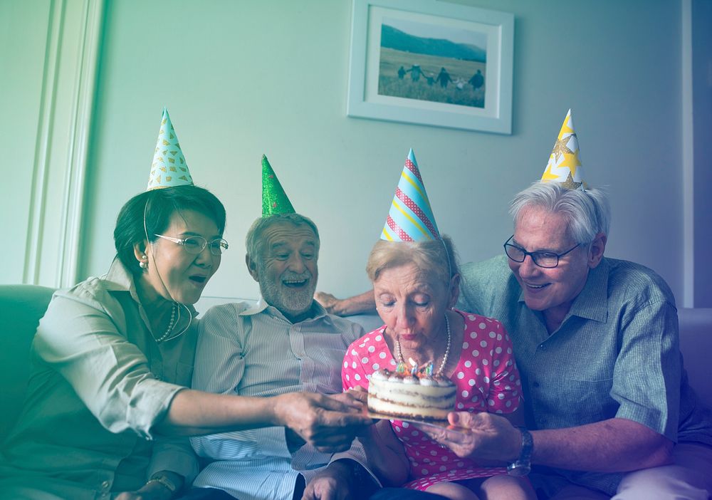 Photo Gradient Style with Senior Life Celebration Cake Birthday