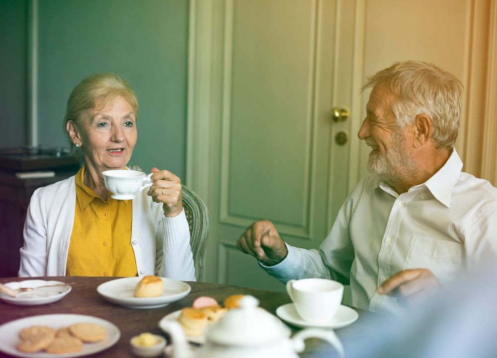 Photo Gradient Style with Senior Couple Daily Lifestyle Happiness