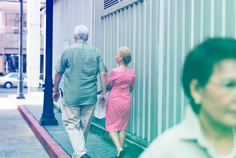 Photo Gradient Style with Senior Adult Couple Shopping Lifestyle