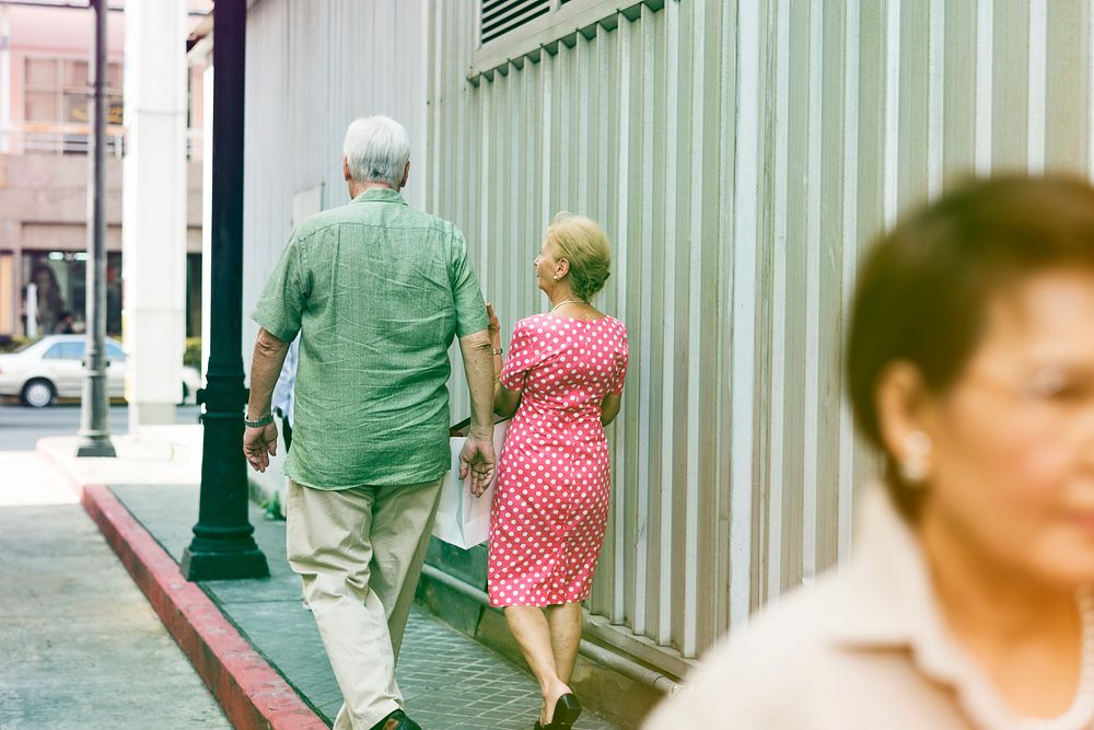 Photo Gradient Style with Senior Adult Couple Shopping Lifestyle