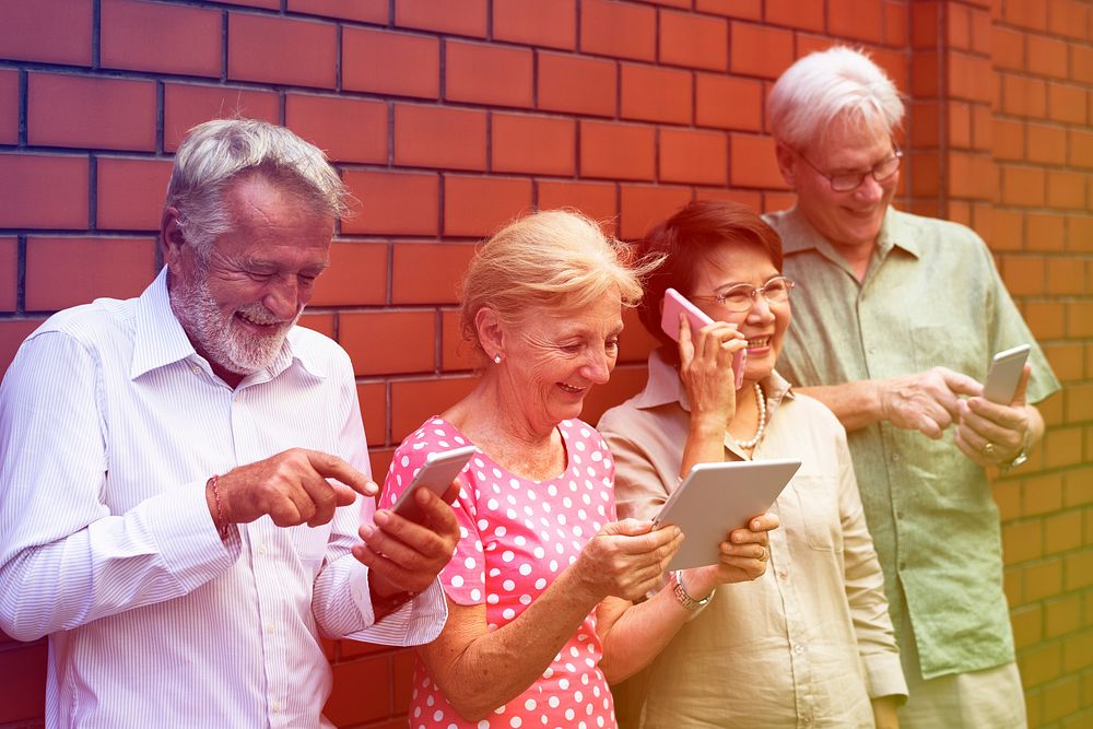 Senior Adult Use Tablet Mobile Phone Technology