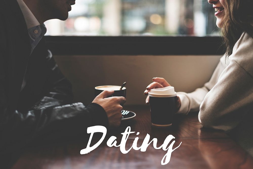Couple Dating Coffee Cafe Spend Time Together Word