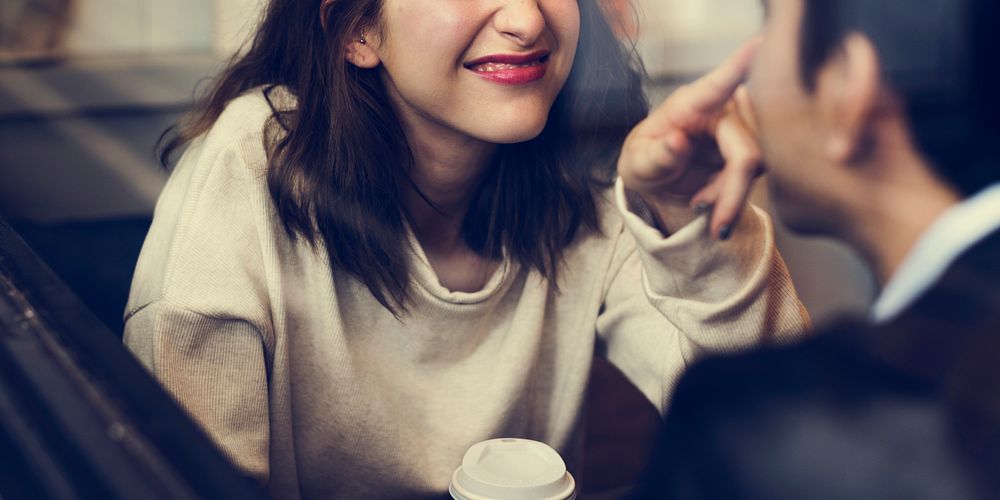 Couple Drinking Coffee Shop Relax