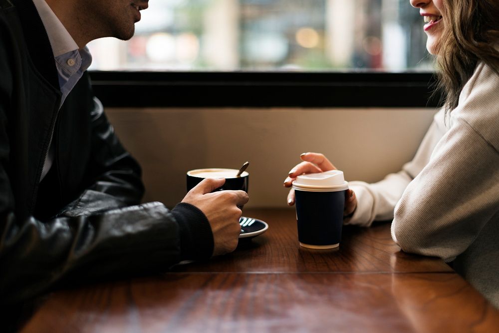 Couple Drinking Coffee Shop Relax