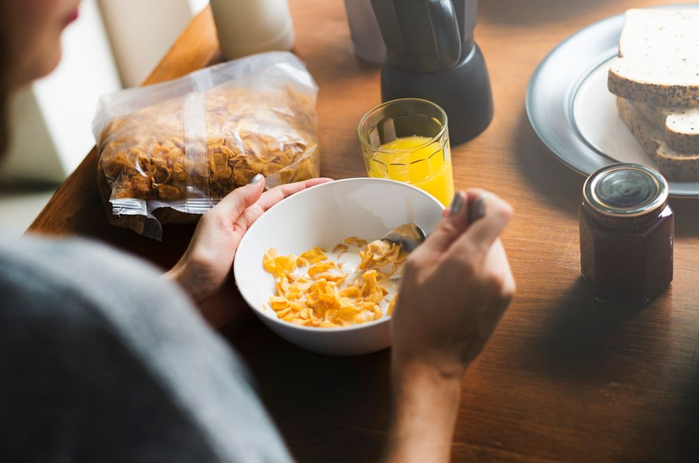 Couple Eating Morning Breakfast Togetherness