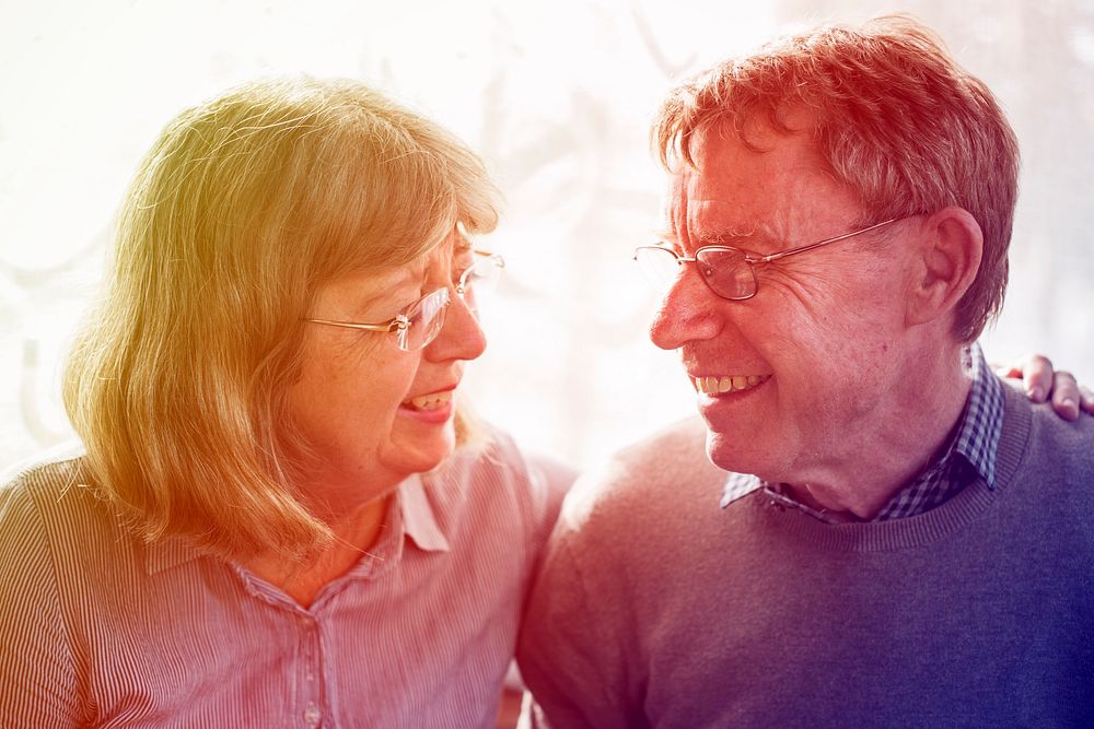 Gradient Color Style with Loving Couple Mature Old Smile