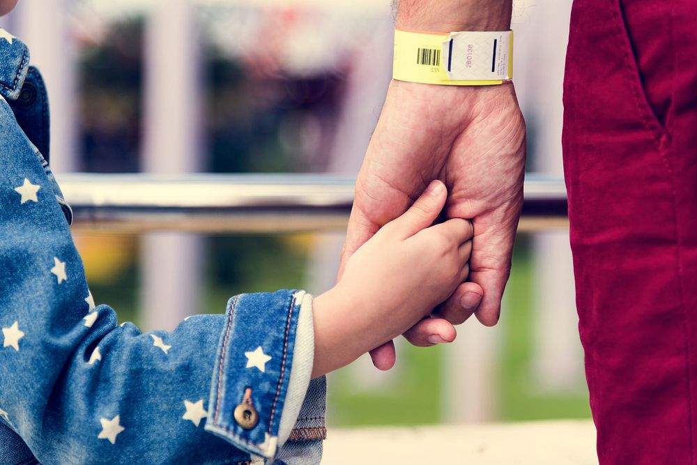 Family Father Daughter Holding Hand Togetherness