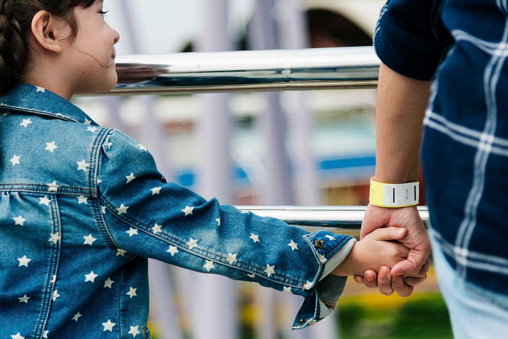 Family Father Daughter Holding Hand Togetherness