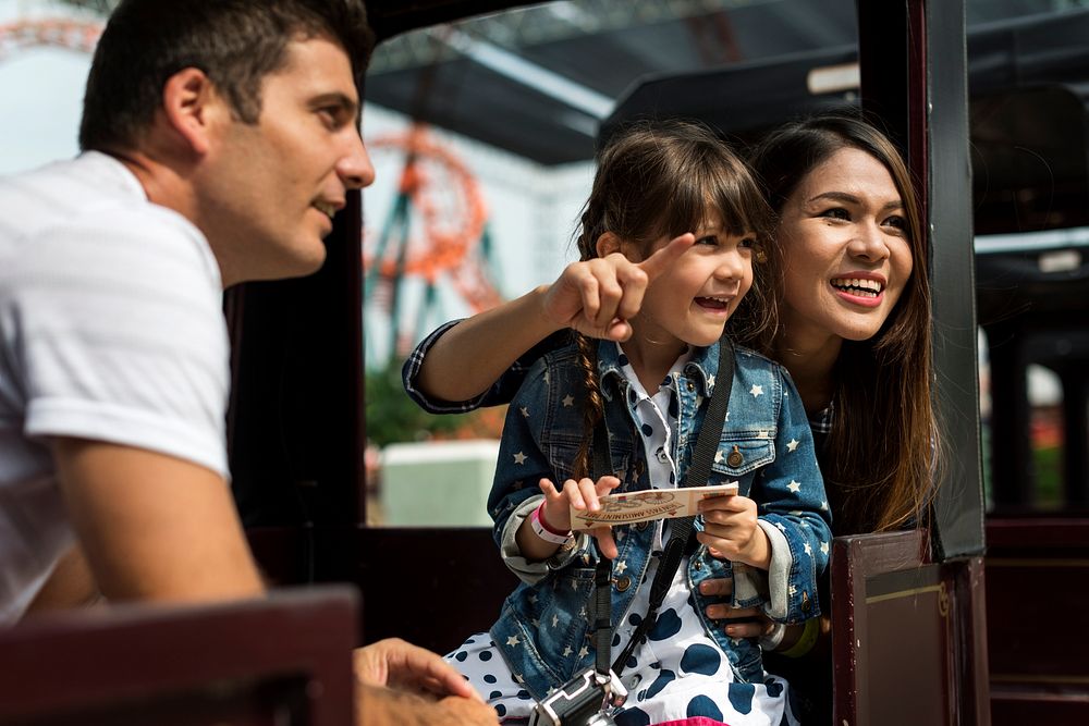 Mixed race family enjoying a day out