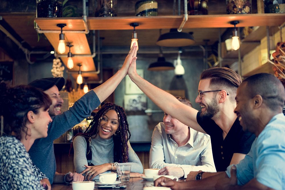 Diverse People Hands High Five Agreement