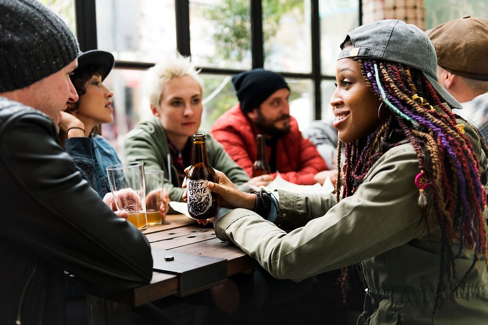 Diverse People Hang Out Pub Friendship