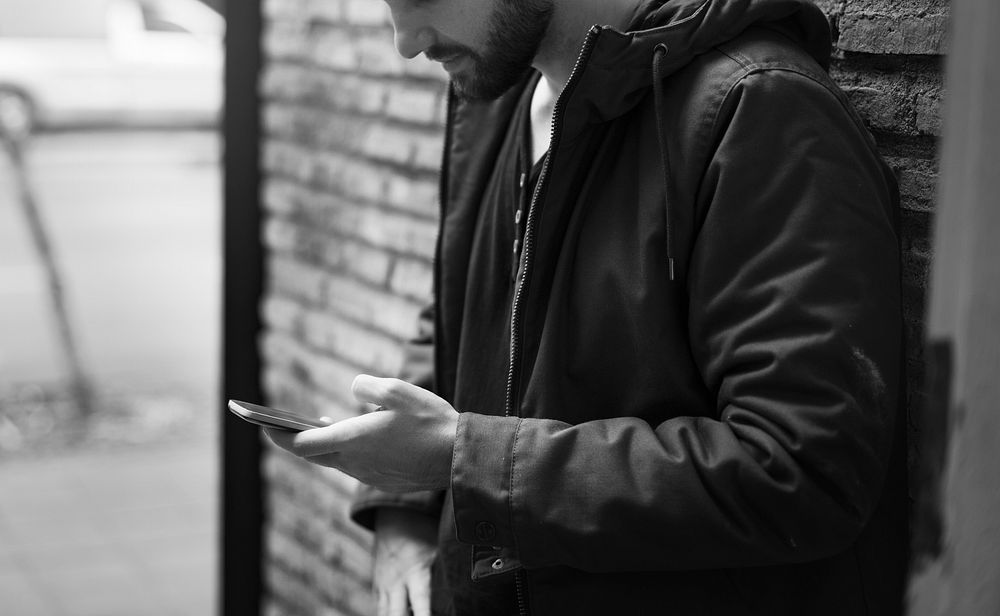 Man Use Mobile Phone Connection Social Network