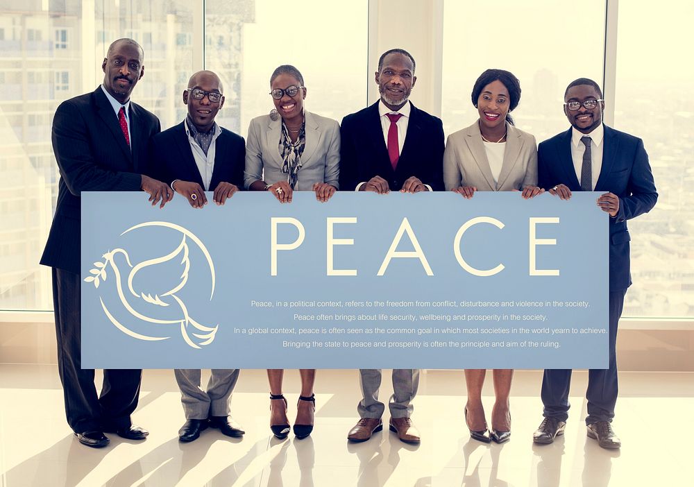 Diverse People Show Peace Board Placard