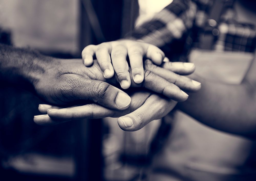 Diversity people hands stack team-building together