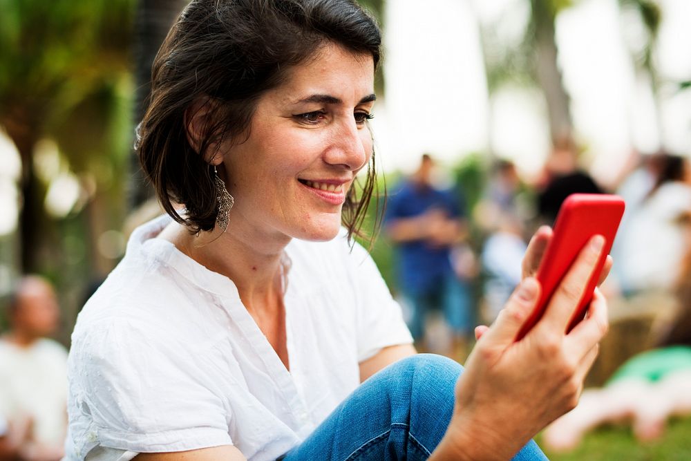 Woman relax using connect smart phone