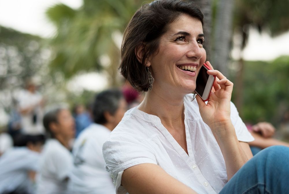 Woman relax using connect smart phone