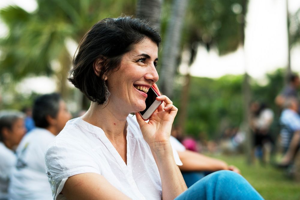 Woman relax using connect smart phone