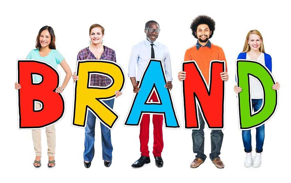 Group of Diverse People Holding Brand