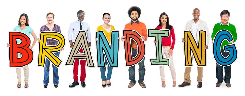 Group of Diverse People Holding Branding