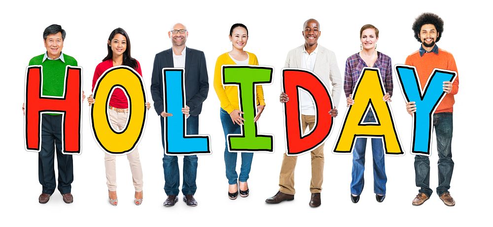 Multiethnic Group of People Holding Letter Holiday
