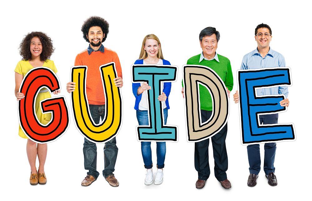 Group of People Standing Holding Guide Letter