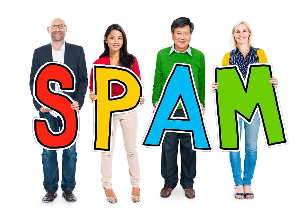 DIverse People Holding Text Spam