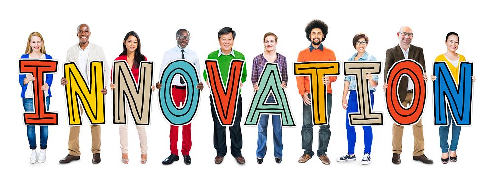 Group of People Standing Holding innovation