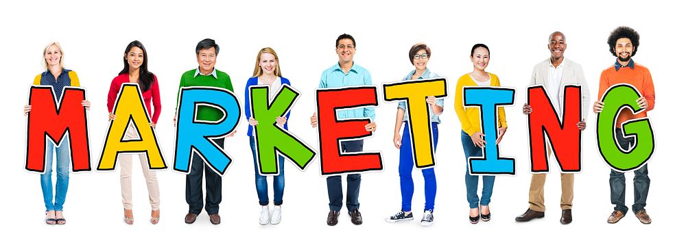 Multiethnic Group of People Holding Letter Marketing