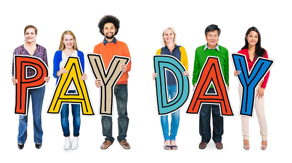 Group of People Standing Holding Payday Letter