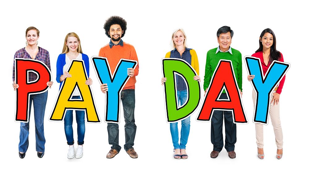 Group of People Standing Holding Payday Letter