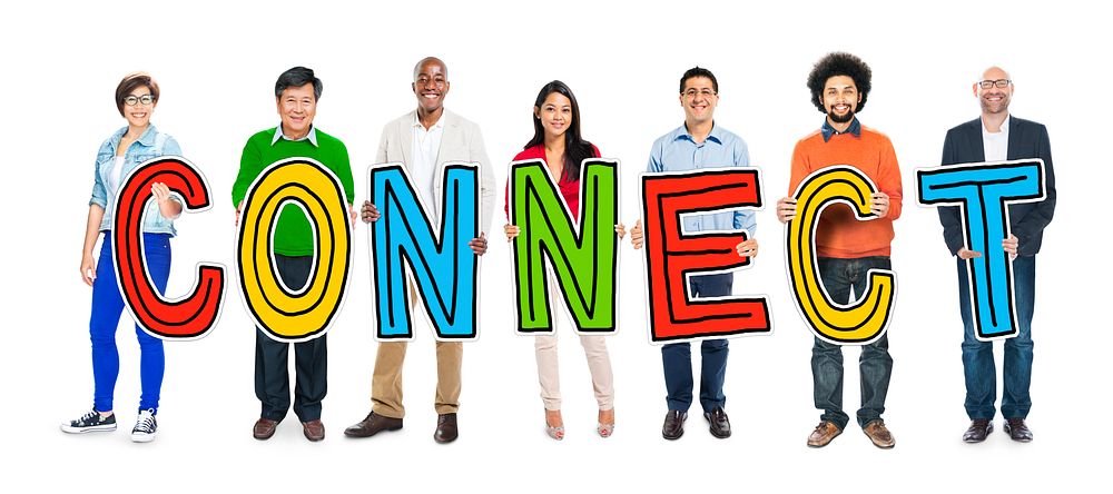 Multiethnic Group of People Holding Letter with Connect Concept