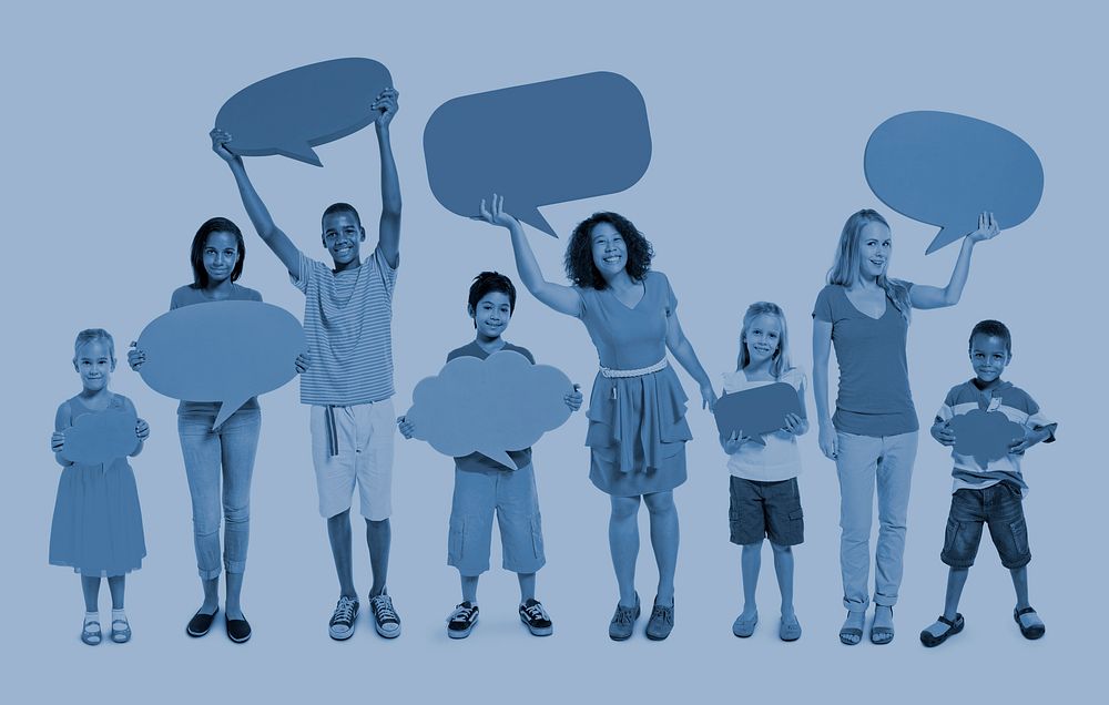 Diverse Group People Kids Holding Speech Bubbles Concept