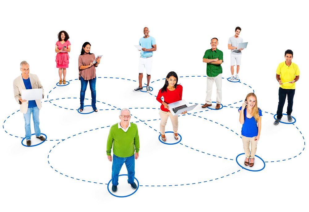 Casual Group Diverse People Interconnection Social Networking Concept