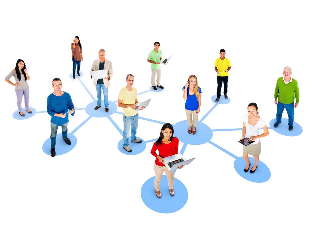 Casual Group Diverse People Interconnection Social Networking Concept