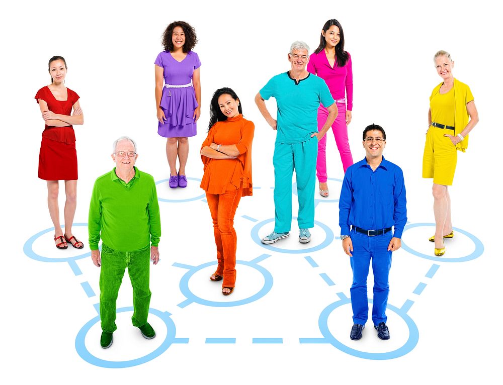 Group of Multi-Ethnic Colorful World People that are Connected