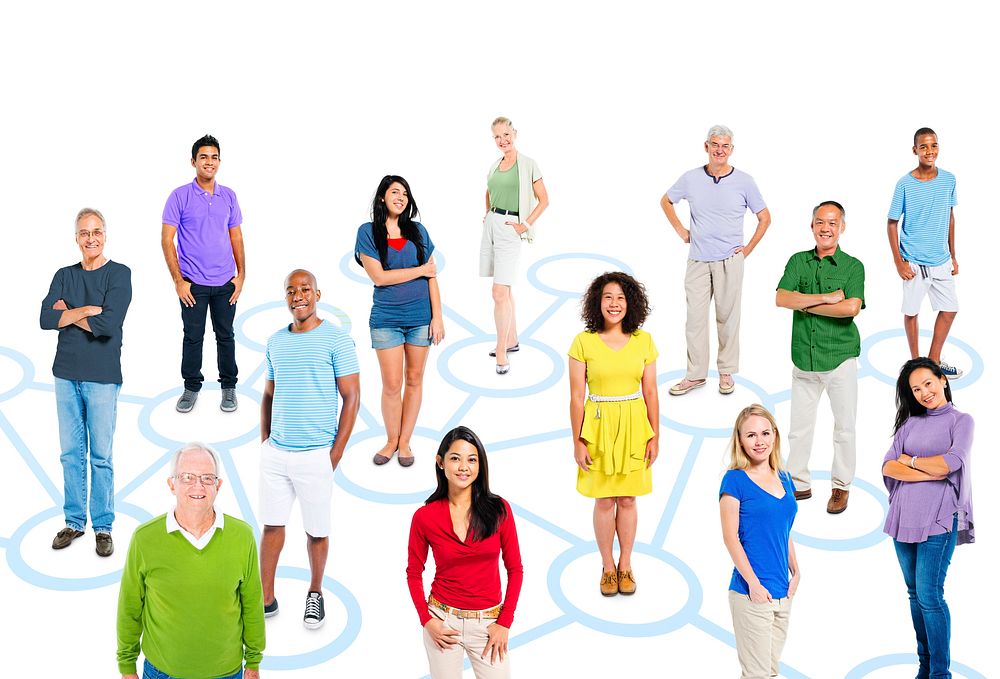 Group Of Multi-Ethnic People In A Social Media Themed Photo