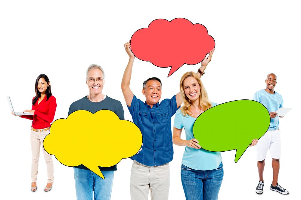 Diverse People with Speech Bubbles and Communication Concepts