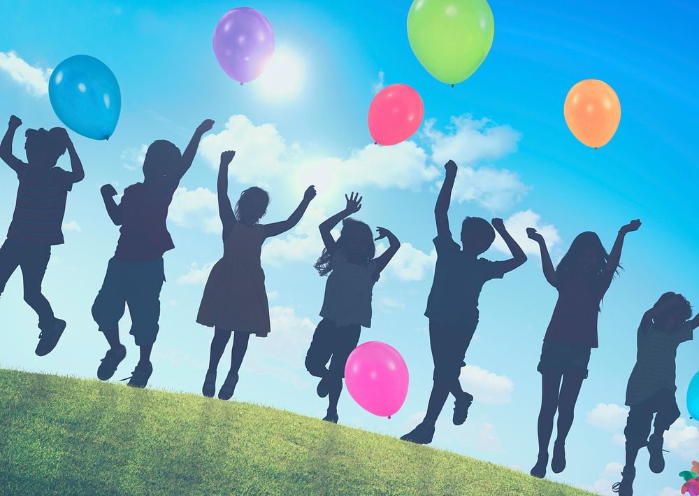 Children Outdoors Playing Balloons Togetherness Concept