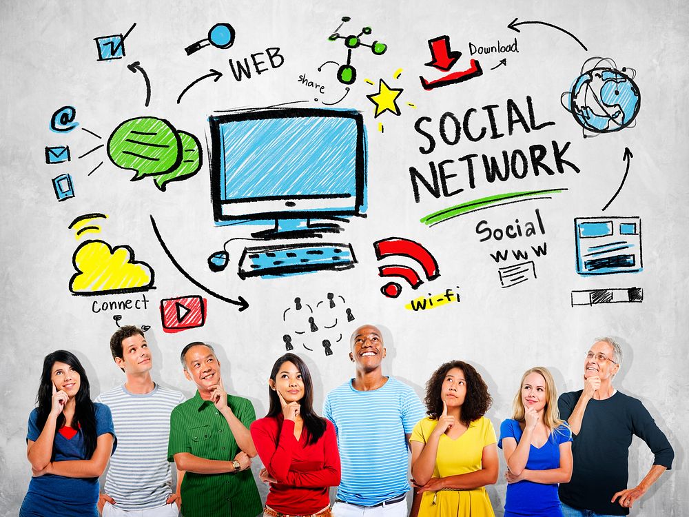 Social Network Social Media Diversity People Thinking Concept