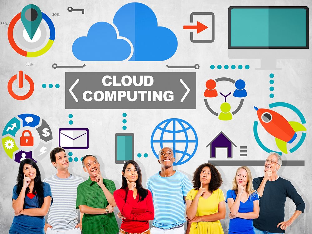 People Thinking Togetherness Global Communications Cloud Computing Concept