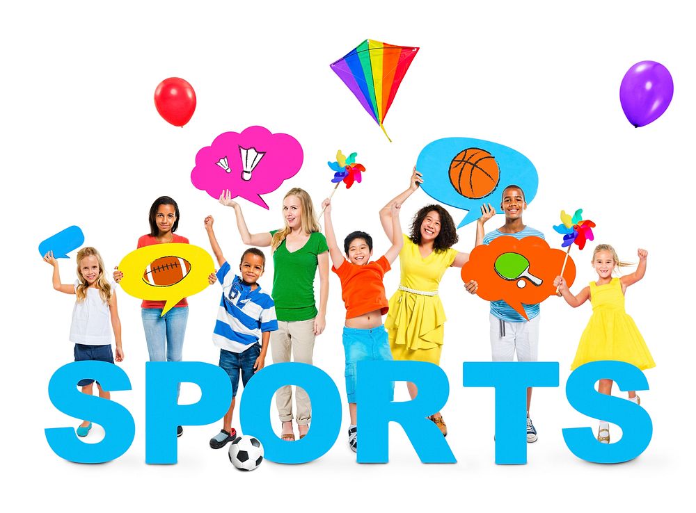 Cheerful Children and Women in a Photo with Concept of Sports