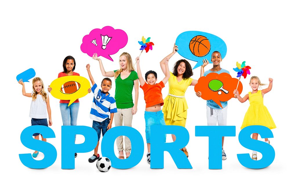 Cheerful Children and Women in a Photo with Concept of Sports