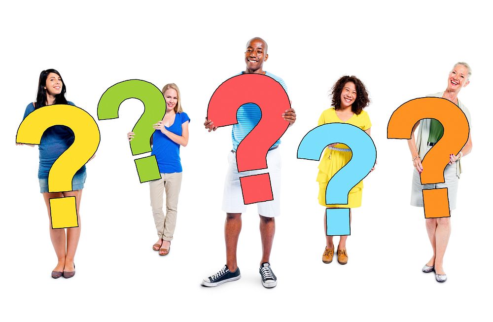 Multi-Ethnic Group of People Holding Question Marks