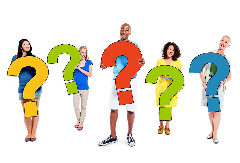Multi-Ethnic Group of People Holding Question Marks