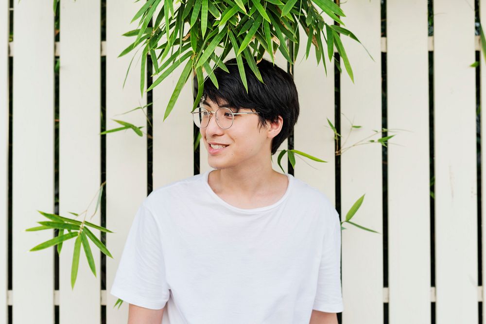 Young asian guy wearing glasses portrait