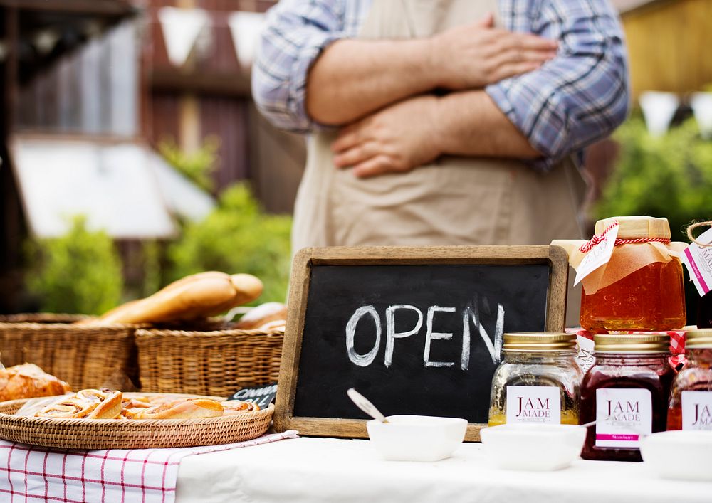 Patisserie Selling Bread and Homemade Jam at Food Stall