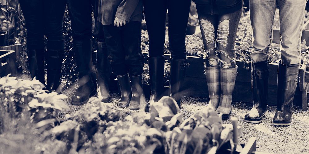Diverser People Legs Wearing Farming Boots